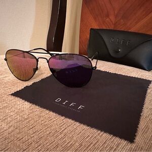 Black/Purple DIFF Aviator Sunglasses